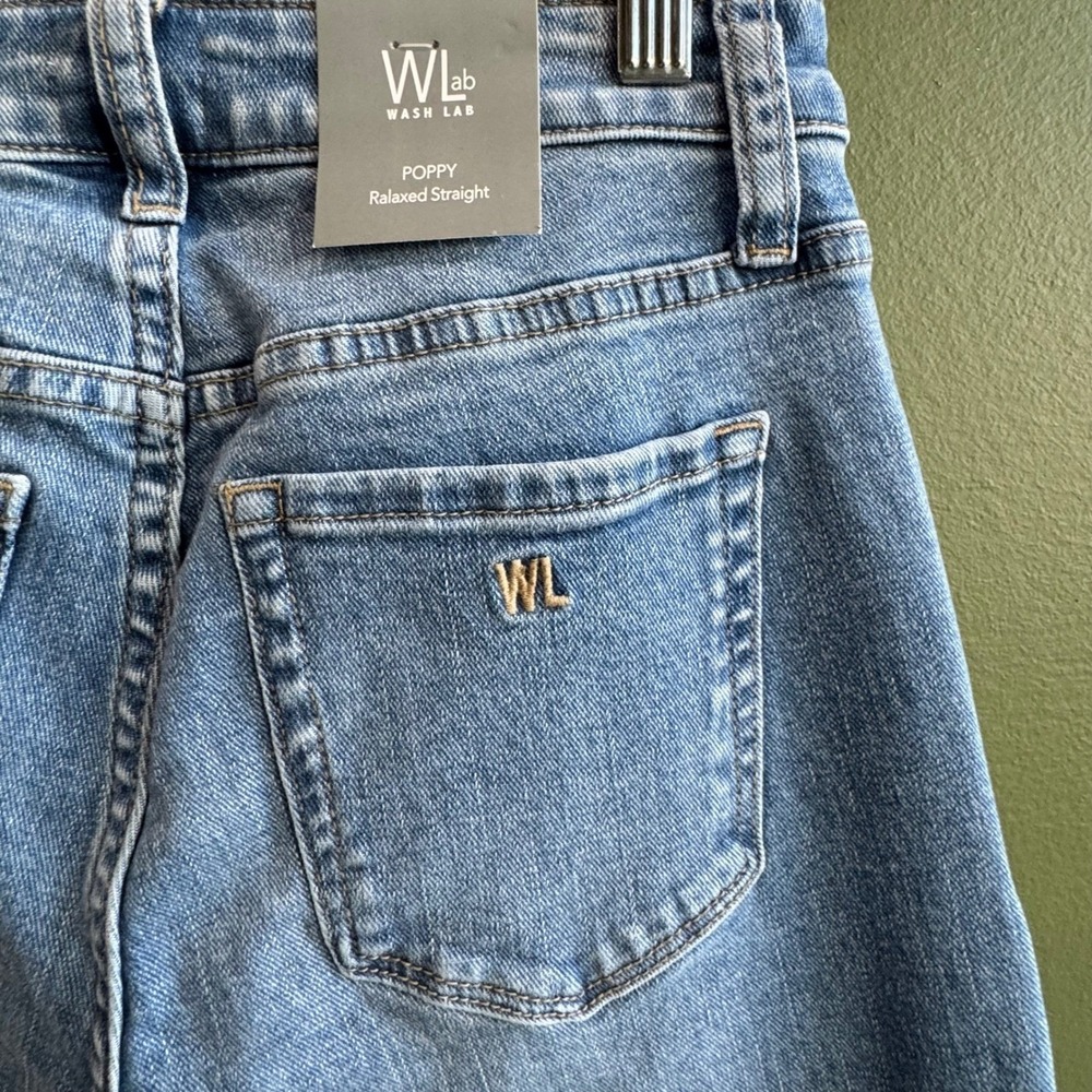 NWT Wash Lab Poppy Relaxed Straight Leg Denim‎ Jeans Size 27 Medium/Light Wash - Picture 8 of 11